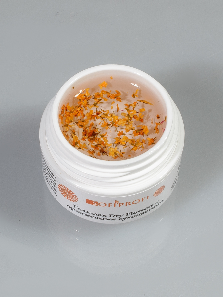 Гель-лак для ногтей с оранжевыми сухоцветами Dry Flowers Sofiprofi Dry Flowers, 5 мл